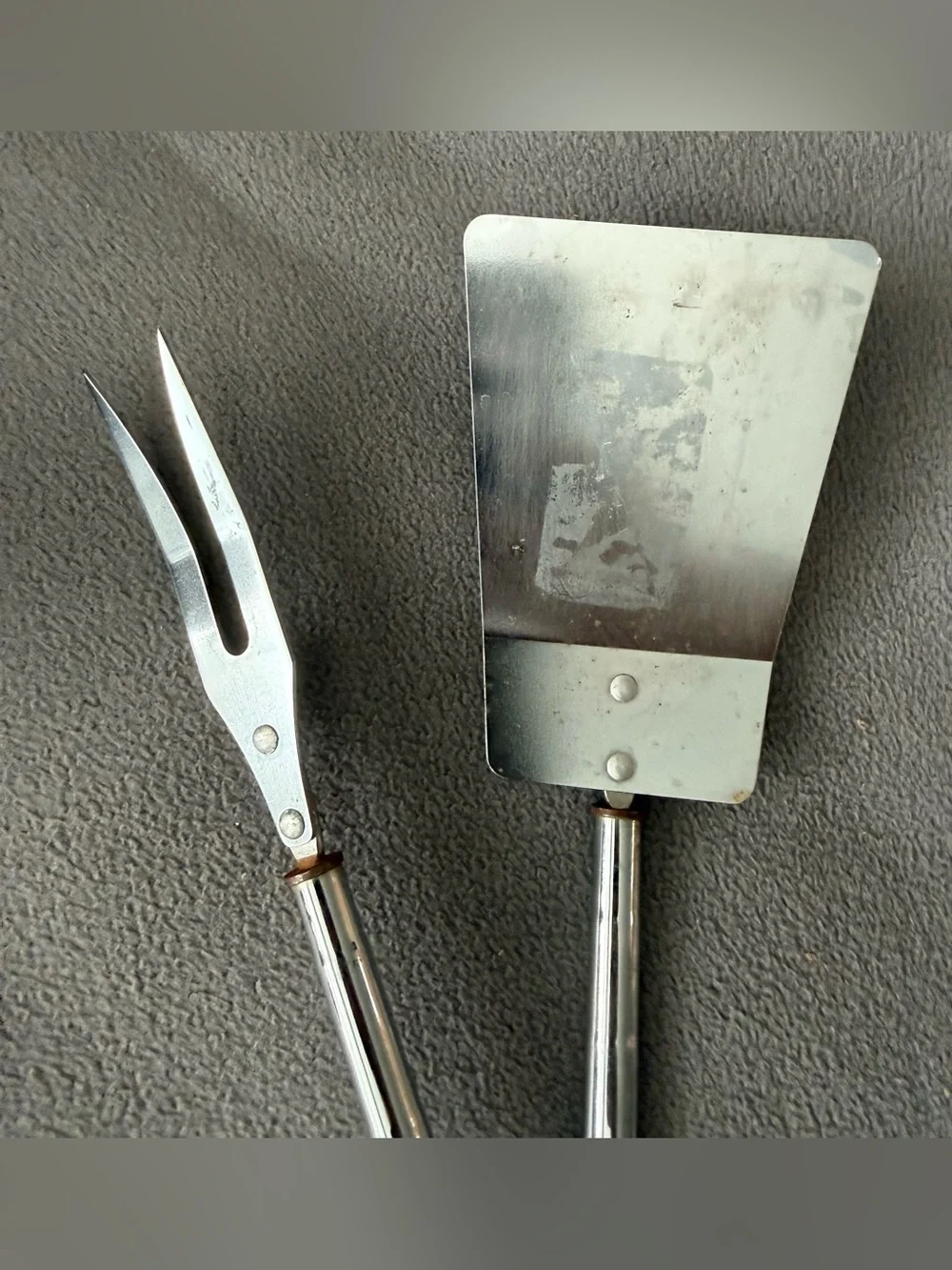 BBQ Fork and Spatula Set with Black Textured Handles